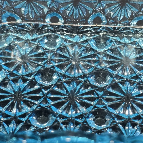 4 Daisy And Button Blue Sauce Dish LG Wright Glass Vintage Trinket Dishes 4" - Picture 4 of 9